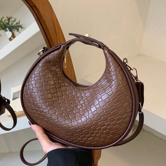 Coffee Brown Vintage Women's European And American Style Design Pu Crossbody Bag - Picture 5 of 8